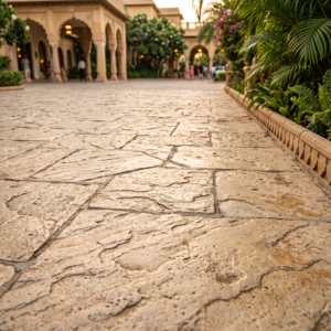 Beige Stamped Concrete Flooring