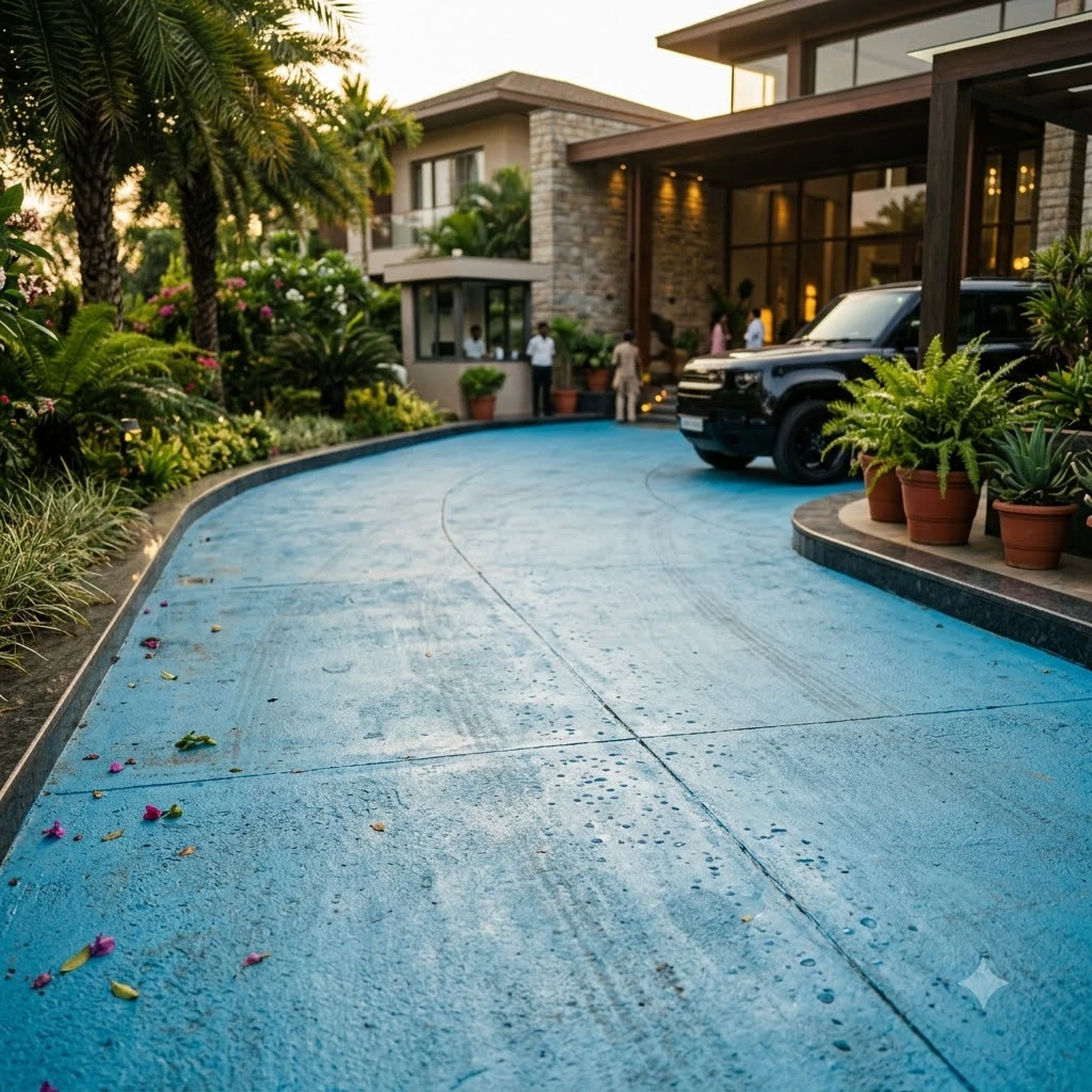 Sky Blue Plain Concrete Flooring
