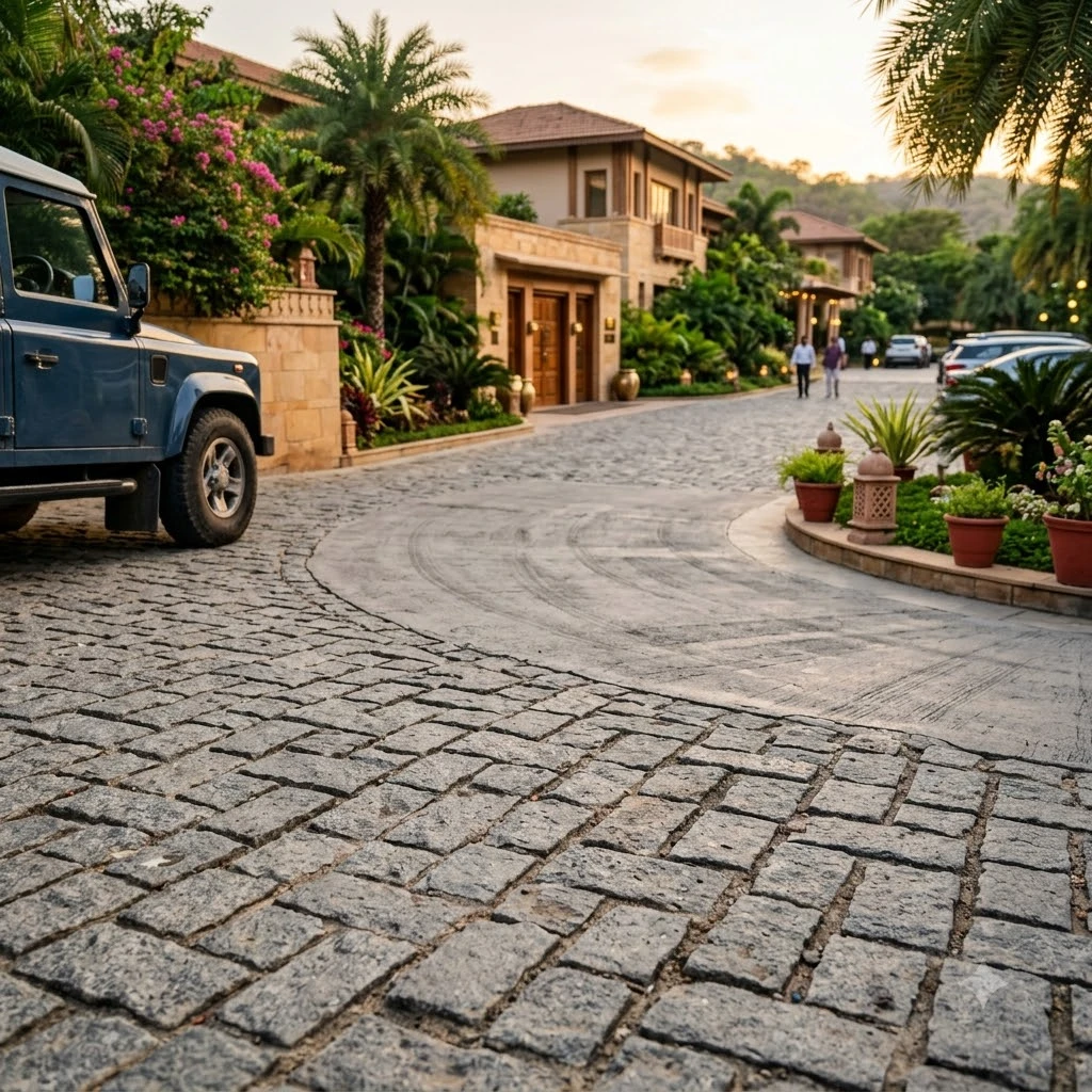 Cobblestone Grey Concrete Flooring