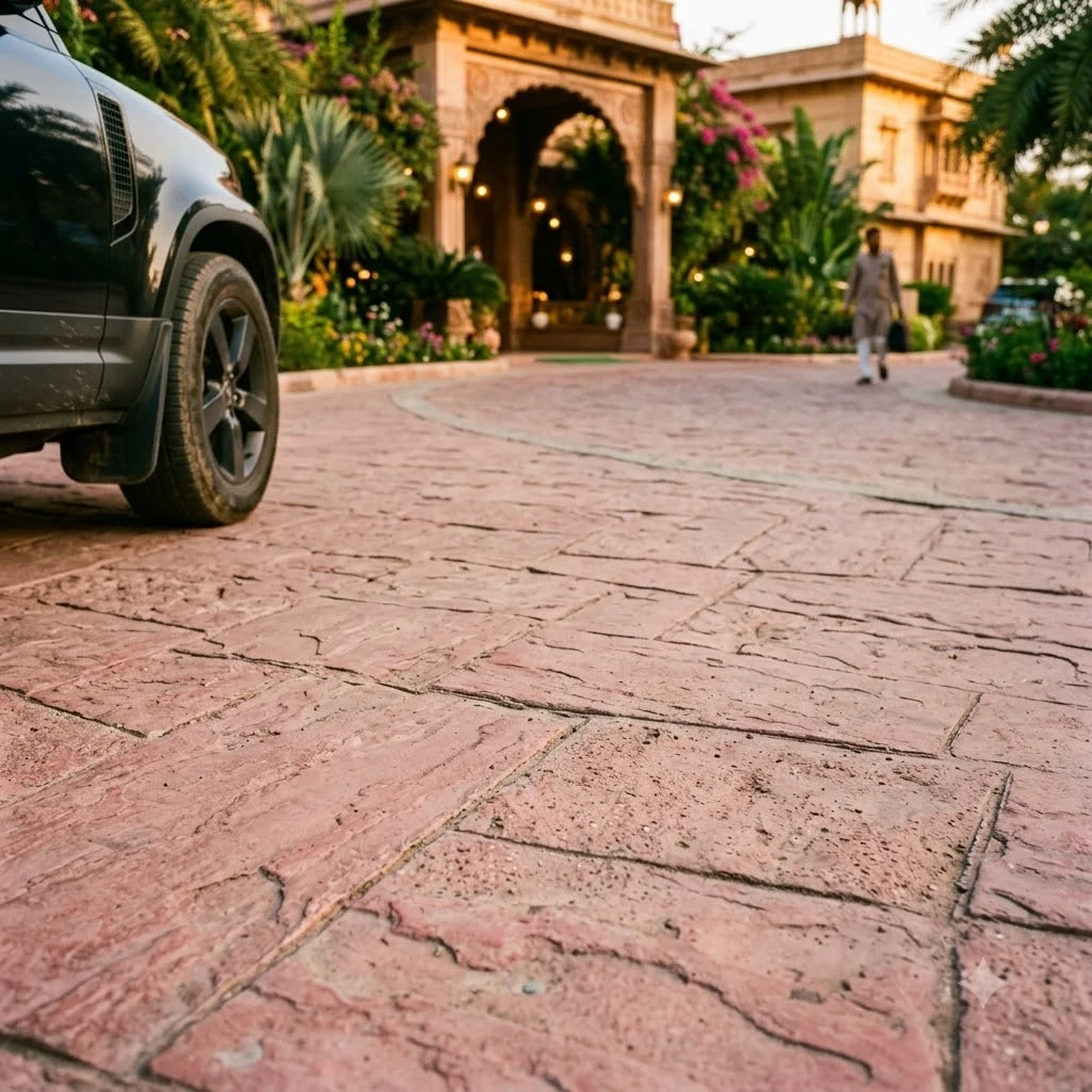Boka Pink Stamped Concrete Flooring