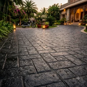 Black Textured Ashlar Concrete Flooring
