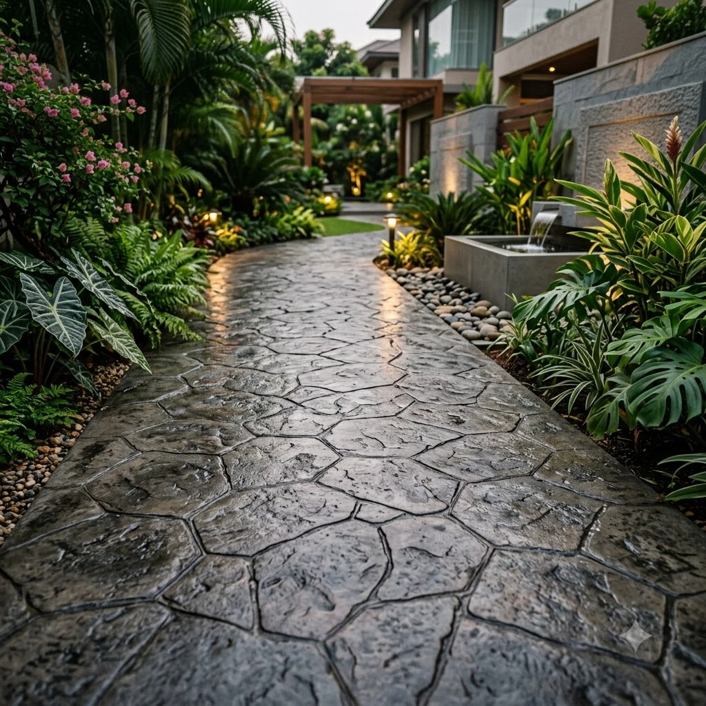 Garden Stamped Concrete Flooring