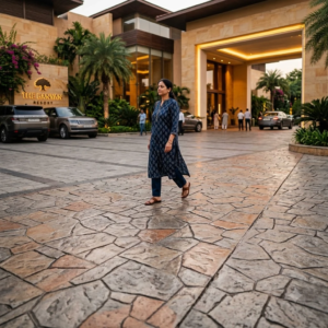 Random Stone Stamped Concrete Flooring