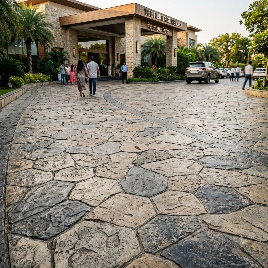 Random Stone Stamped Concrete Flooring - Image 2