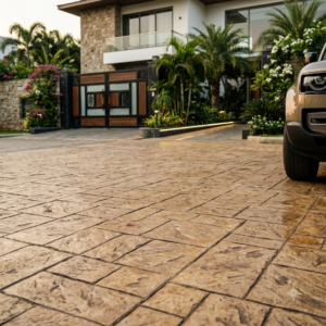 Tan Stamped Concrete Flooring